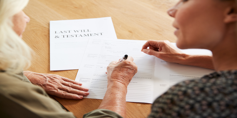 woman making her will in front of witness